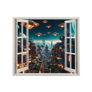 Naklejka ścienna przedstawiająca futurystyczne miasto VIEW TO HAVEN 01, 125x110cm - Falpanel & Falmatrica