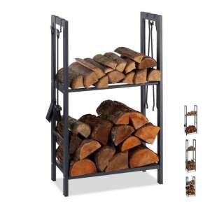 Tűzifa tároló két polccal 100x60x30 cm antracit 10026017_944 110618854 - Tűzifa állvány