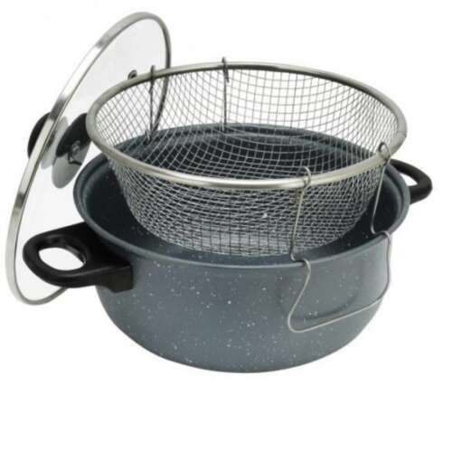 3-teiliges Antihaft-Fritteuse mit Deckel und Korb, 3,5 L