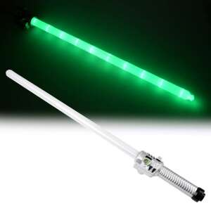 Lightsaber toy with sound effects, green light, silver handle - Toy Gun, Bullet
