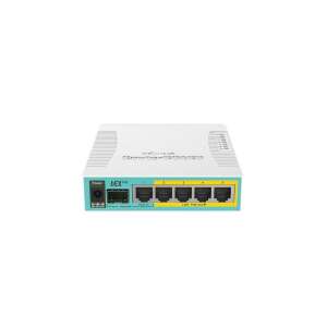 Router Mikrotik hEX PoE, alb, vedere din față - MikroTik