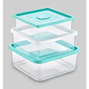 * Multibox ételtároló szett 3 részes zöld-fehér tetővel