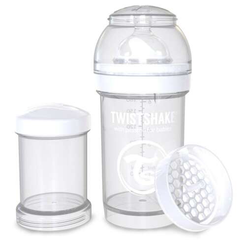 Twistshake Anti Kolik Flasche mit Mixer Netz und Flaschenhalter 180ml #weiß 39730704