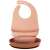 Nattou 4-piece silicone dinner set with bib in pink, includes bowl, plate, spoon and bib