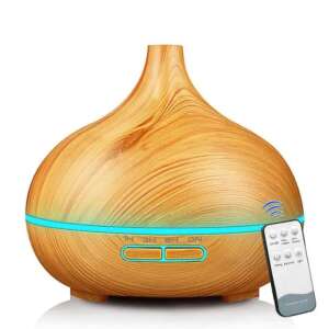 Aroma Diffusor mit Holzeffekt, 7-farbiger LED-Beleuchtung, Fernbedienung und Timer - Diffusor