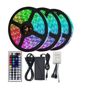 Bandă LED de 15 m cu adaptor RGB color cu telecomandă cu 44 de butoane 40396167 Lămpi și iluminat