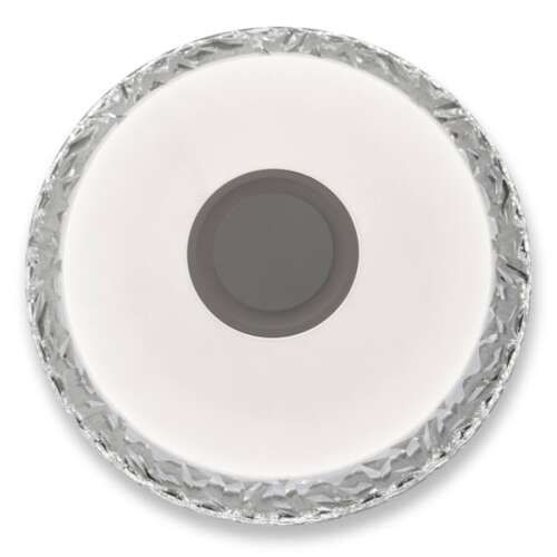 White ceiling light with integrated speaker, top view