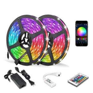 Set de benzi LED inteligente Wi-Fi, include 2 role de bandă LED, telecomandă, adaptor de alimentare și controler Wi-Fi - Benzi cu LED-uri