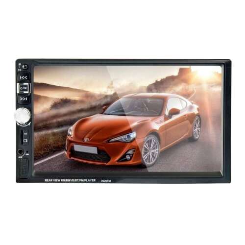 Player MP5 auto 7 inch cu cameră de marșarier, ecran tactil, USB, card TF, Bluetooth, radio FM, oglindă link, suport pentru diverse formate video