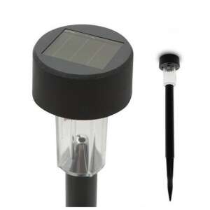 Solar powered garden stake light with black finish and white LED, close-up view of the solar panel and the light - Nonbrand Solar lantern