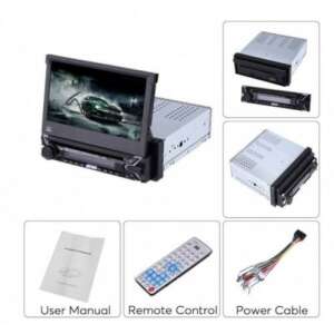 Radio auto cu ecran tactil de 7 inci, Bluetooth, GPS și slot pentru card SD, telecomandă, manual de utilizare și cablu de alimentare - Unități principale