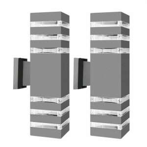 Lampă de perete exterioară gri cu două lămpi, design modern, IP54 impermeabilă - Instalație electrică
