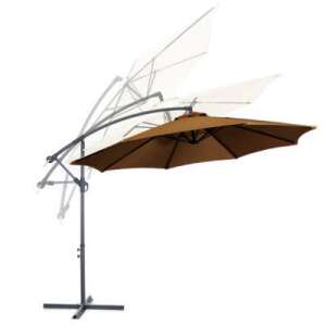 Kheki hanging patio umbrella with adjustable tilt, 2.7m diameter, metal frame