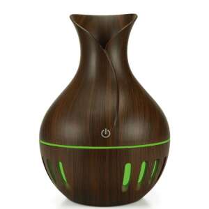 Dunkelbrauner Holz-Aromadiffusor mit 7-farbiger LED-Beleuchtung, Roma Aromadiffusor - Diffusor