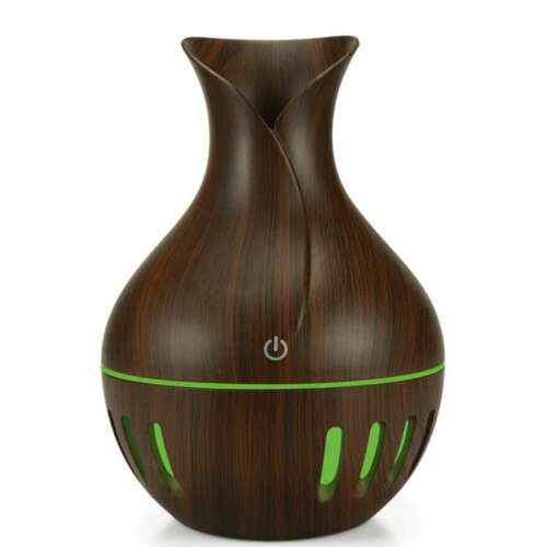 Dunkelbrauner Holz-Aromadiffusor mit 7-farbiger LED-Beleuchtung, Roma Aromadiffusor