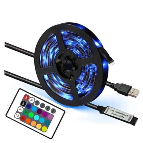 RGB LED-Streifen mit Fernbedienung, 3 Meter, USB-betrieben, für TV-Hintergrundbeleuchtung, Auto, Computer, Monitor, Camping