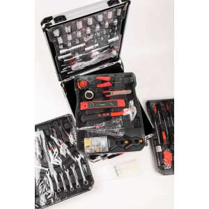 Kraft 428 piece tool set in a rolling suitcase, showing all the tools and the suitcase open - Tool Set