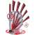 Royalty Line 8-piece red knife set with stand