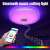 Bluetooth ceiling light with RGB color and speaker, controlled by remote and smartphone, showing the smartphone app