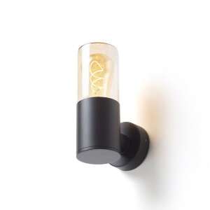 QUINN fali lámpa fekete borostyánsárga üveg 230V LED E27 11W IP54 110744477 - Kültéri fali lámpa