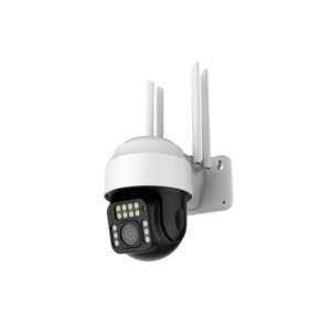 Cameră de securitate wireless albă cu cupolă neagră, 3 antene și lumini IR - Nonbrand Camere de supraveghere