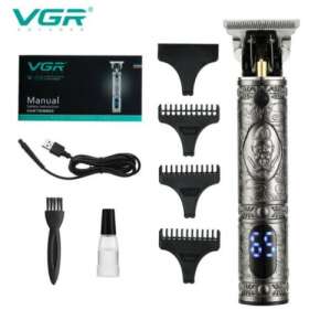 VGR V-228 electric hair and beard trimmer with digital display, 3 combs, cleaning brush, oil, USB cable, and manual - Beard Trimmer