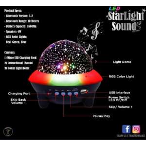 Star Light Bluetooth  Csillagokat Vetítő Éjjeli Lámpa 65554129 Éjjeli fény, projektor