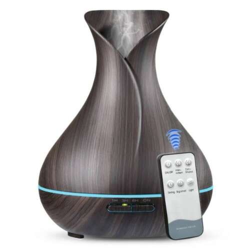 Afrodité Aroma Diffuser with 7 color LED lights, dark brown, wood effect, with remote control