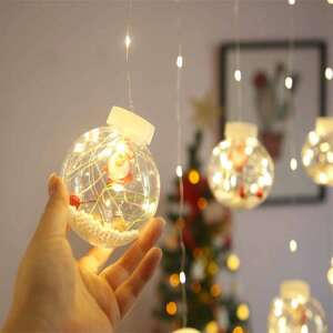 3 meter LED Christmas curtain lights with 10 balls, each ball contains a Santa Claus figure and warm white LED lights - Nonbrand String Light