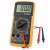 DT-9205A Digital Multimeter, yellow, with probes, for measuring voltage, current, resistance, capacitance, diodes, transistors, continuity