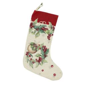 Karácsonyi mintás arany gömbös, arany lurexes gépi gobelin mikulás zokni, 45 x 30 cm 110748487 - Nonbrand Karácsonyi dekoráció