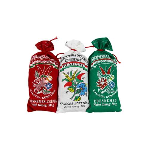 Kalocsa Paprikagewürzmischung, 3 Beutel, je 50g, süß, mittel und scharf, ungarisch