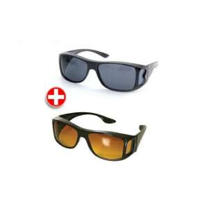 HD Vision night driving glasses set, 2 pack, yellow and grey lenses, for improved vision and glare reduction - Vision