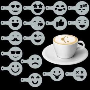 16 piece emoji coffee stencil set for cappuccino and coffee decoration - Coffee Stencil