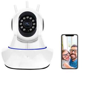 Cameră IP Wifi Smart albă cu vedere nocturnă, rotație de 360 de grade și audio bidirecțional, perfectă pentru securitatea casei - Camere de supraveghere