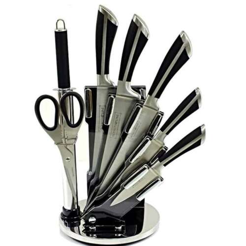 Royalty Line 8-piece knife set with stand, black