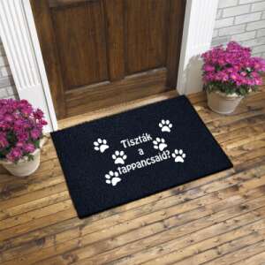 Funny doormat with paw prints and the text "Clean are the paws?" in Hungarian - Funny Doormat