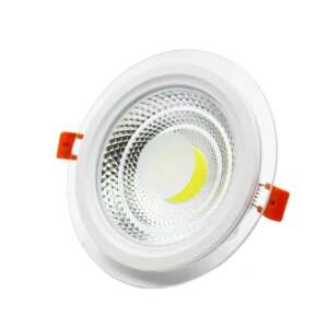 12W Кръгла LED лампа за таван с рамка от стъкло, студено бяло, Beépíthető Led Spotlámpa Üveg Kerettel kör Hidegfehér - Лампи и осветление