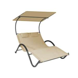 DELUX 2-Personen Sonnenliege in Beige mit Baldachin