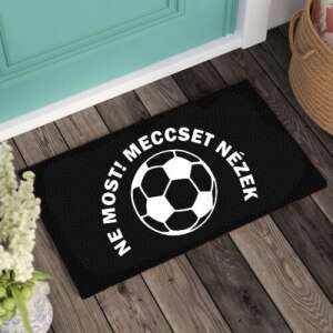 Black doormat with white text and a soccer ball, saying 'Don't bother! I'm watching the game!' - Funny Doormat