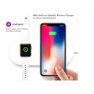 Încărcător wireless Mini AirPower, care încarcă un Apple Watch și un iPhone X - Încărcătoare wireless