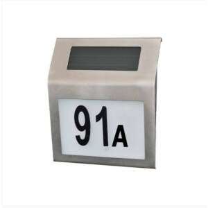 Solar powered house number sign with 91A displayed, stainless steel, with LED illumination - Sumker