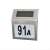 Solar powered house number sign with 91A displayed, stainless steel, with LED illumination