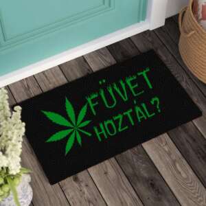 Funny doormat with a marijuana leaf and the text "FÜVET HOZTÁL?" (Did you bring weed?) - Funny Doormat