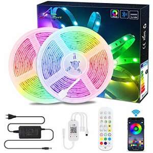 Set de benzi LED RGB 2x 10m cu WiFi și telecomandă, adaptor de alimentare și controler - Benzi cu LED-uri