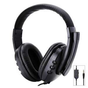 Schwarzes kabelgebundenes Gaming-Headset mit Mikrofon, 3,5-mm-Klinke, komfortable Ohrmuscheln, Lautstärkeregler, Stummschalttaste - Peripheriegeräte