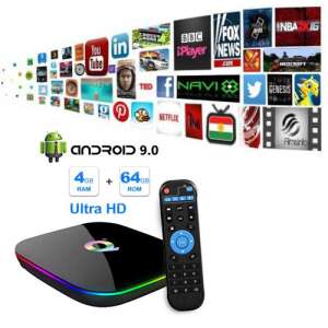 Q Plus Smart TV Box, Android 9.0, 4GB RAM, 64GB ROM, Ultra HD, Netflix, YouTube, streaming device - Set-Top Box