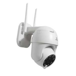 Jortan IPC360 Wifi Security Camera, white, with two antennas, mounted on a wall - Safety