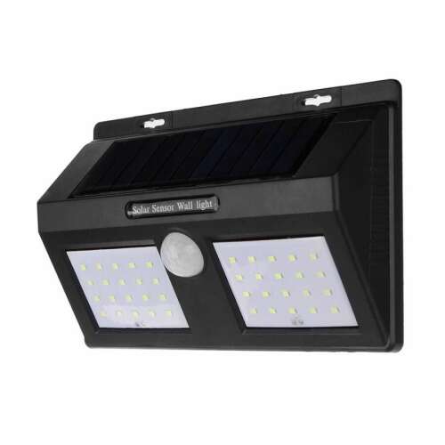 Black solar powered motion sensor LED wall light with 40 LEDs