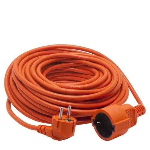 Orange 20 meter extension cord with CEE 7/7 plug and CEE 7/4 socket